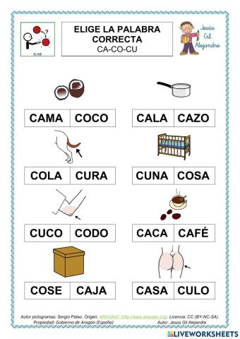 Elige la palabra correcta CON ca co cu mayúsculas