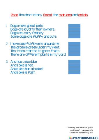 Main Idea and Details