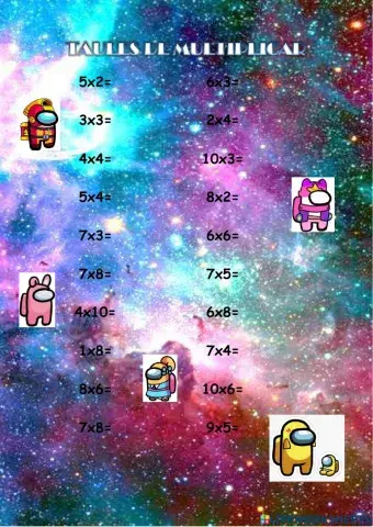 Les taules de multiplicar 2,3,4,5,6 i 8