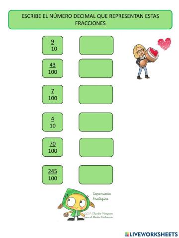 Convierte la fracción en número decimal