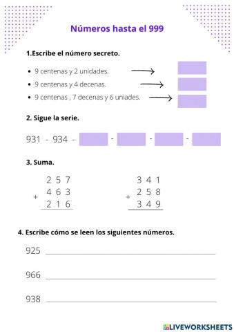 Números hasta el 999