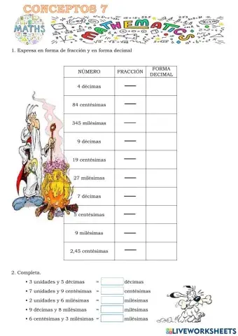 Fracción decimal y tantos por ciento