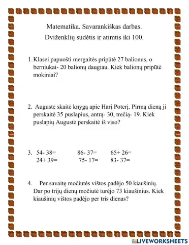 Dviženklių skaičių sudėtis ir atimtis