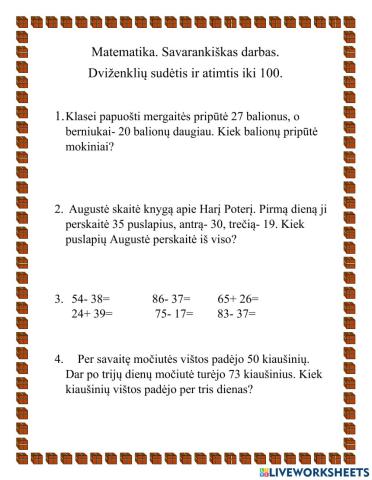 Dviženklių skaičių sudėtis ir atimtis