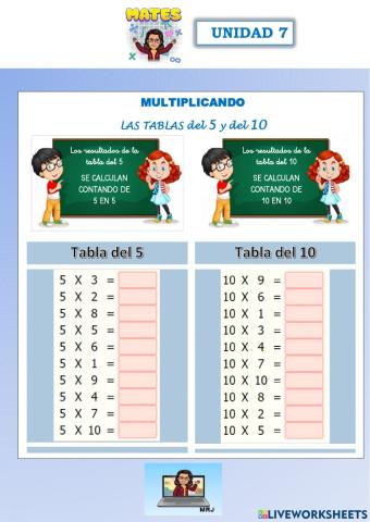 Tabla multiplicar 5 y 10