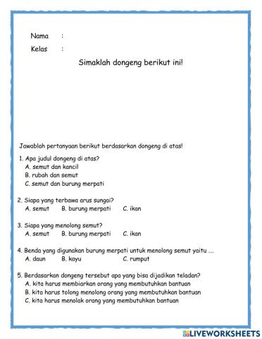 Latihan menyimak cerita fabel