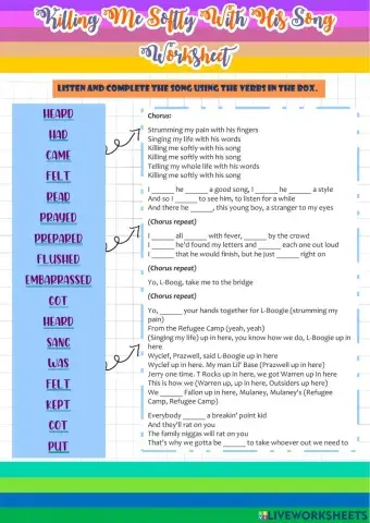 Worksheet-Killing Me Softly With His Song