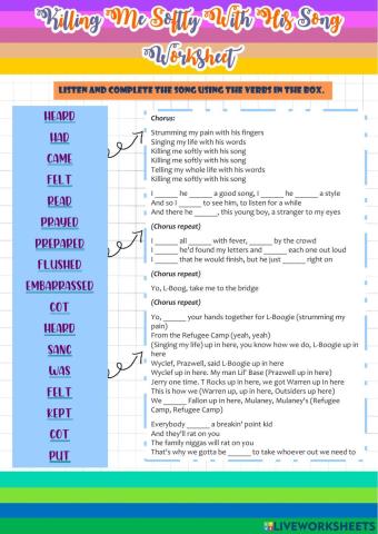 Worksheet-Killing Me Softly With His Song