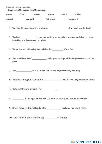 Spellings - spring 2b w8d