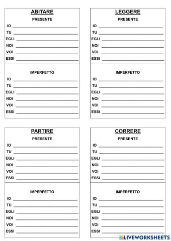 MODO INDICATIVO: PRESENTE e IMPERFETTO 1