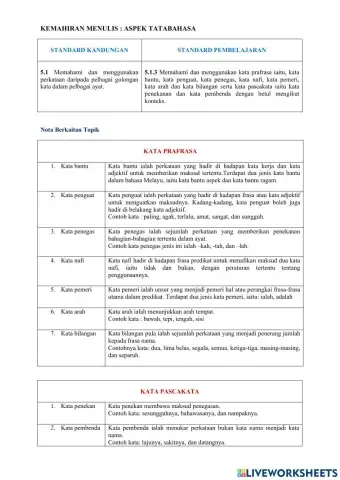 Latihan Kata Prafrasa dan Kata Pascakata Ting 2