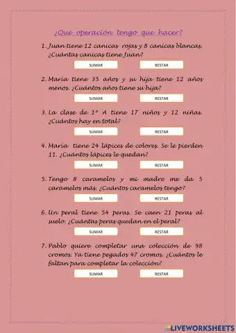 Operaciones de los problemas