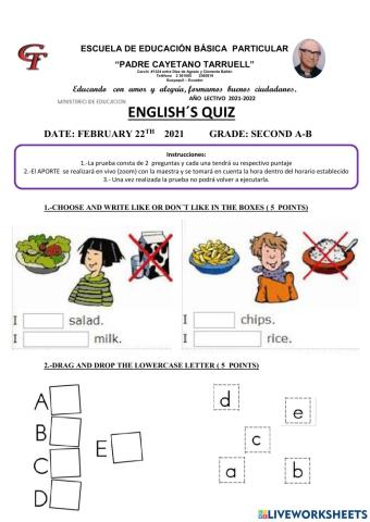 English-s quiz 2nd