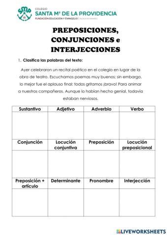 Preposiciones, conjunciones e interjecciones