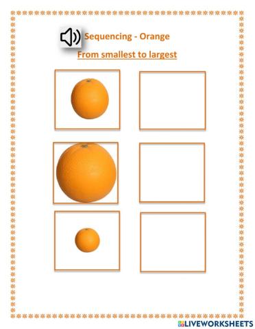 Sequencing - orange - smallest to largest - Dashly, Leo and DC