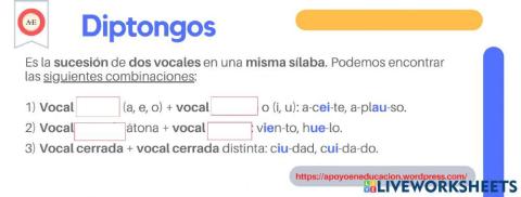 Vocales abiertas y cerradas en los Diptongos, Hiatos y Triptongos.