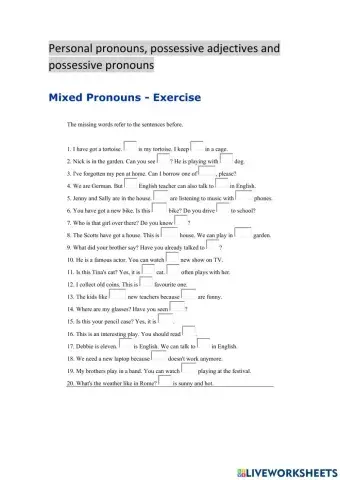 Mixed pronouns and possessives