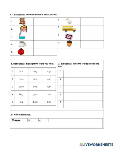 Lesson 4: words with short u exercises