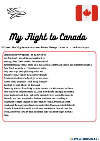 My flight to Canada- Past corrections