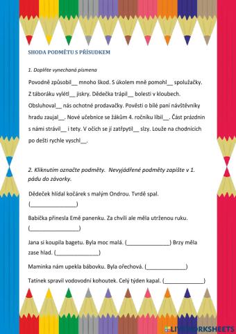 Shoda podmětu s přísudkem - rod ženský