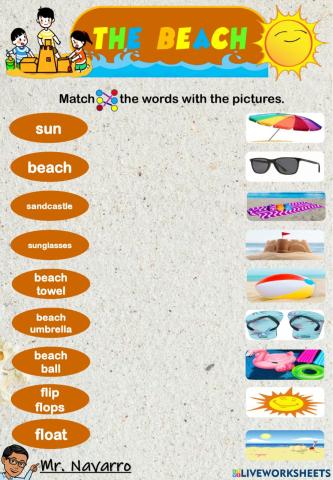 The Beach (Match the words with the pictures)