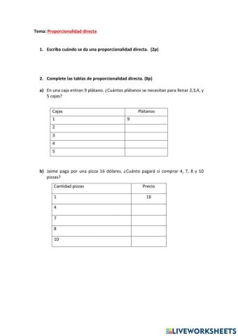 Proporcionalidad  Directa