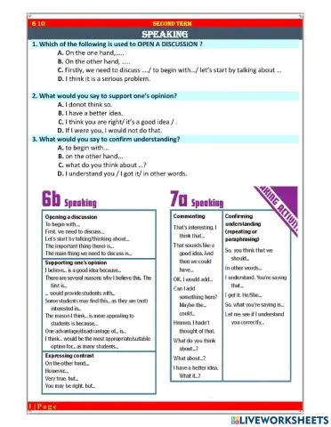 Grade 10 Revision Mid second term