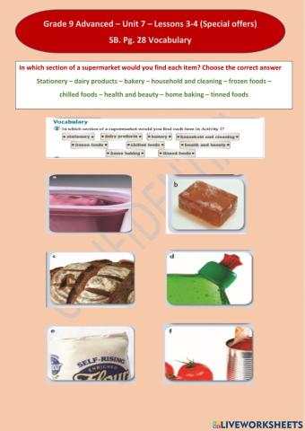 Vocabulary - unit 7 - L3 - 9A