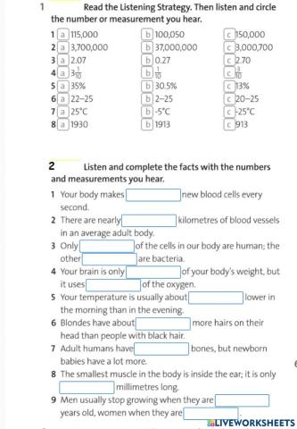 numbers - measurements