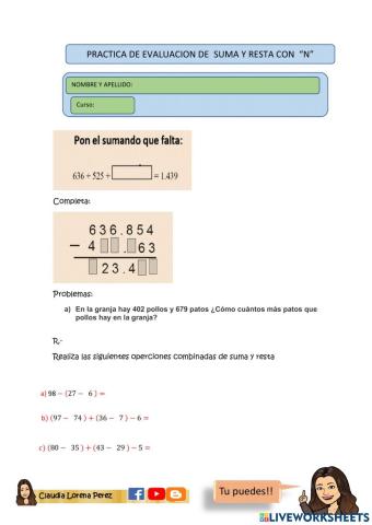 Suma y resta con naturales