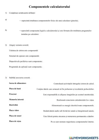 Componentele unui calculator