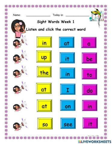 Identifying Sight Words 1