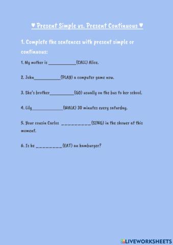 ♥️ present simple vs present continuous ♥️