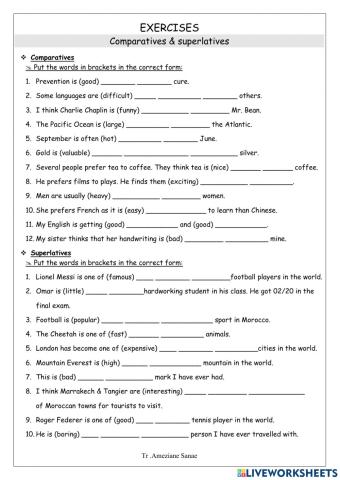 Comparatives and Superlatives