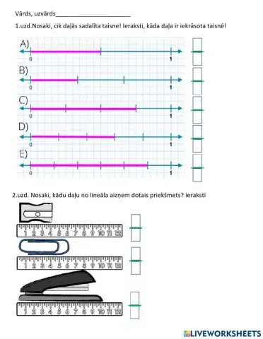 Daļas atlikšana uz taisnes.