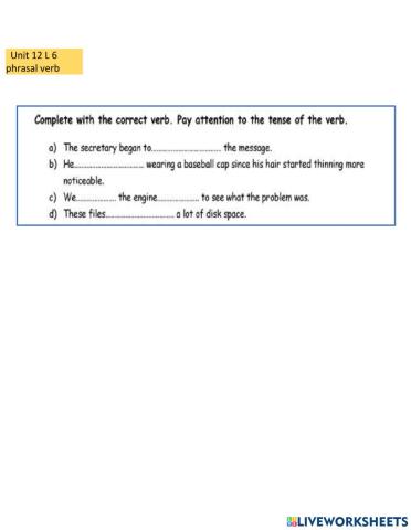 Unit 12 L 6 phrasal verb