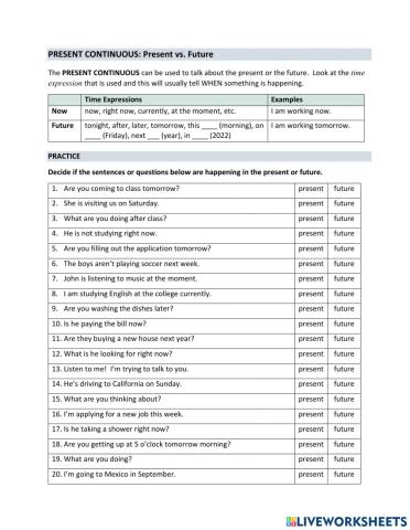 Present Continuous: Present vs. Future