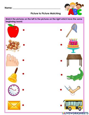 Picture to Picture Matching (Beginning Letter Sounds))