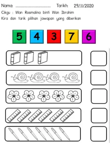 Latihan matematik mengenal nombor 1 - 10