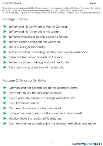 Y4 English Reading 2