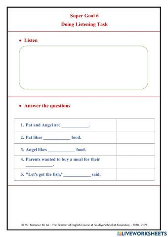 Super Goal 6 listening