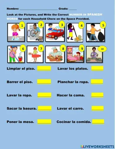 Los quehaceres en la casa.