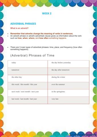 adverbial phrases