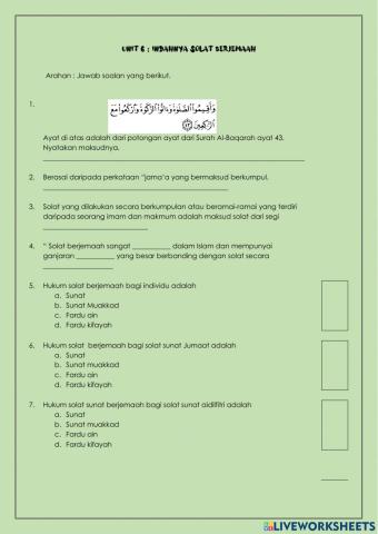 Unit 6 : Solat Berjemaah