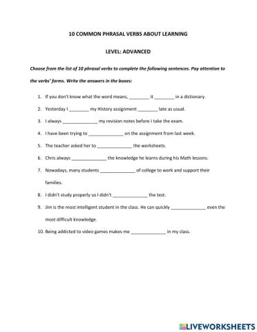 10 Common Phrasal Verbs-Learning-Advanced