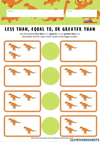 Greater than less than equal to worksheets