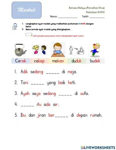 Perkataan KVKVK - Isi tempat kosong 03