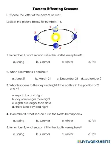 Seasons Factors QUIZ
