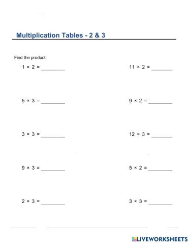 Multiplication Tables 2,3