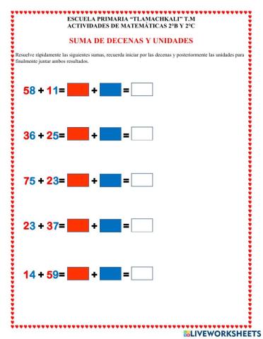 Suma de decenas y unidades